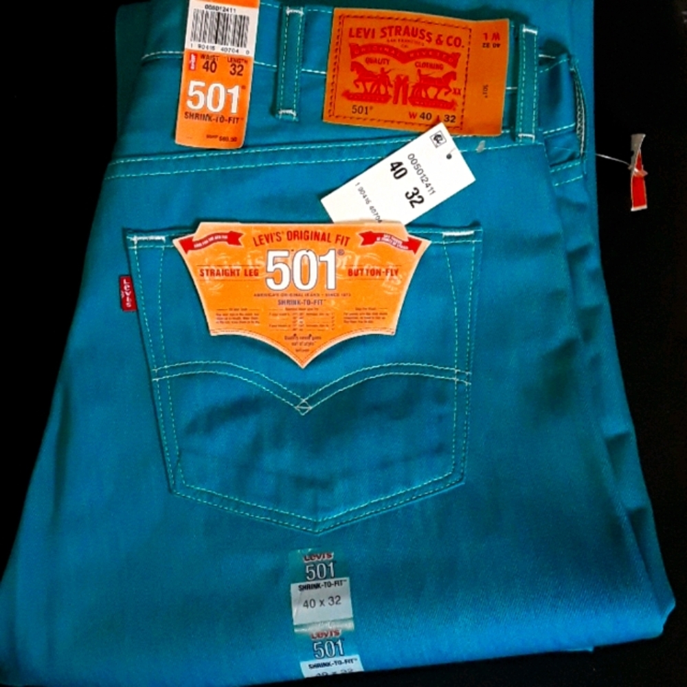 Turquoise Straight Leg Jeans